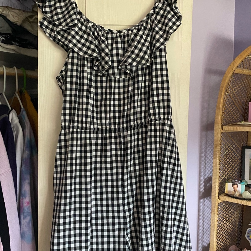 H&M Black & white checkered romper size 18